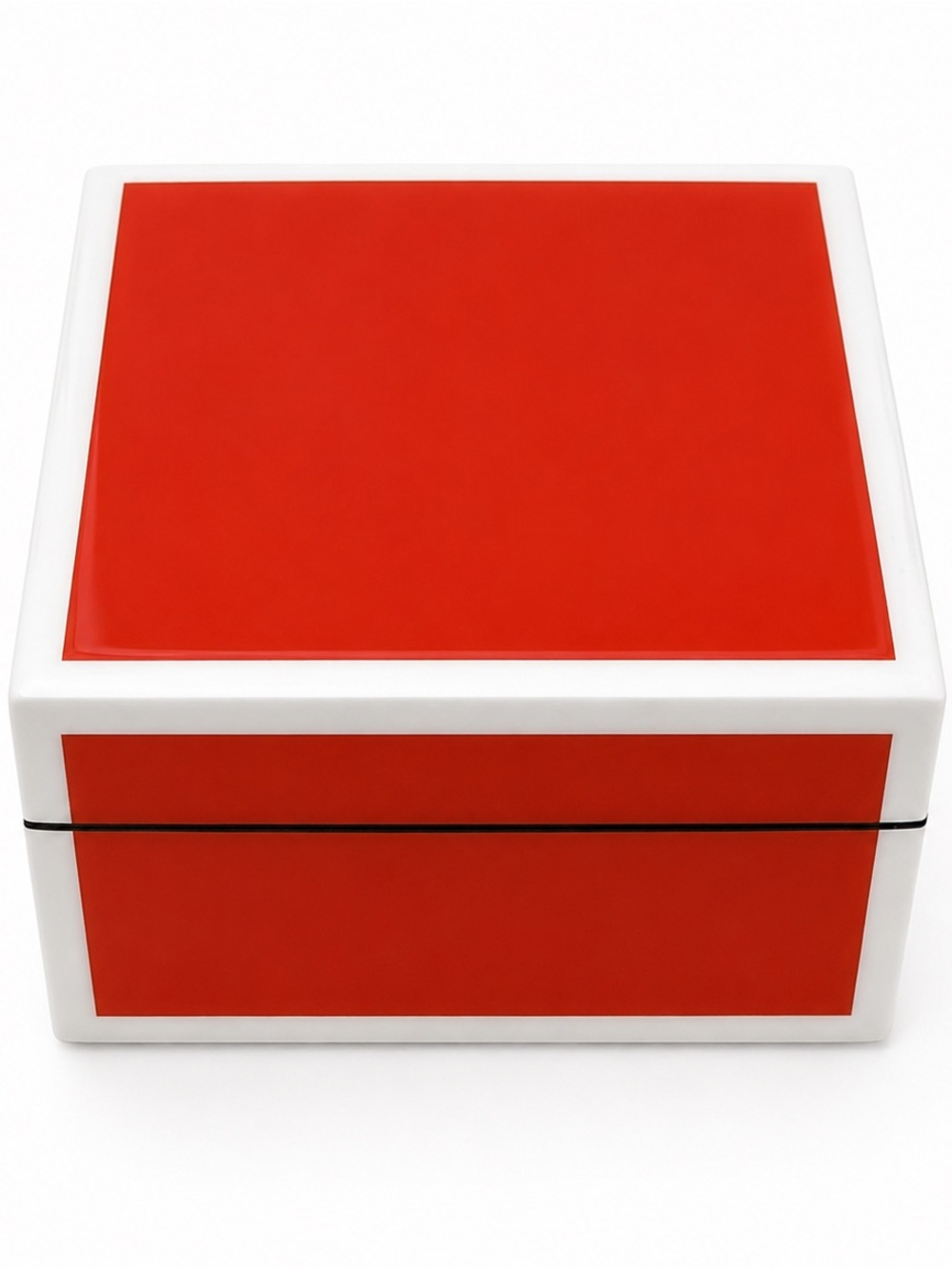 𝑭. 𝑮𝒆𝒓𝒂𝒍𝒅 𝑵𝒆𝒘 Orange / White Lacquer Box with Lid Square